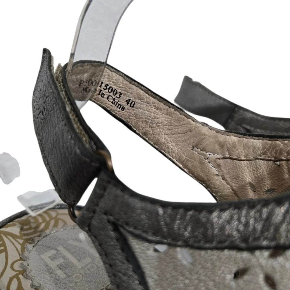 Fly London Ybei Silver Slingback Wedges